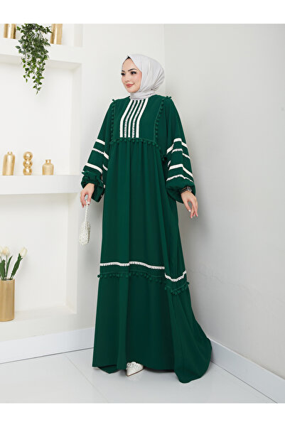 VOLT CLOTHİNG Damska szeroka sukienka w paski haftowana