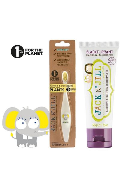 Jack N'Jill Baby/Child Toothbrushing Set (Elephant Toothbrush + Currant Flavored Toothpaste 50g)