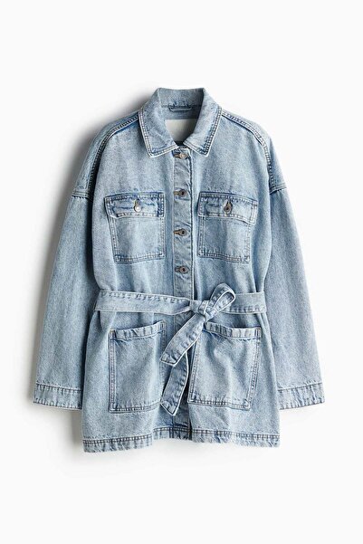 H&M Tie-belt denim jacket