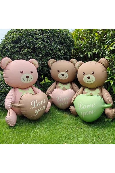 party world Sitting Bear Foil Balloon with Heart – 1 Piece |   55X60Cm