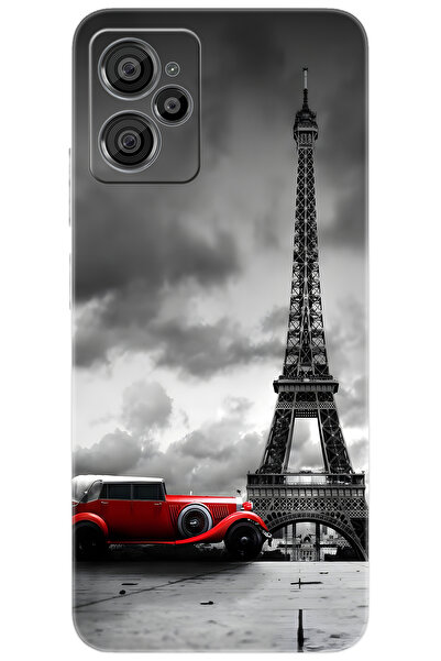 CASPER Via X30 / X30 PLUS Uyumlu Kılıf Desenli Silikon Eyfel Kulesi Kırmızı Antika Araba STK:709 CP-FTAbbAG