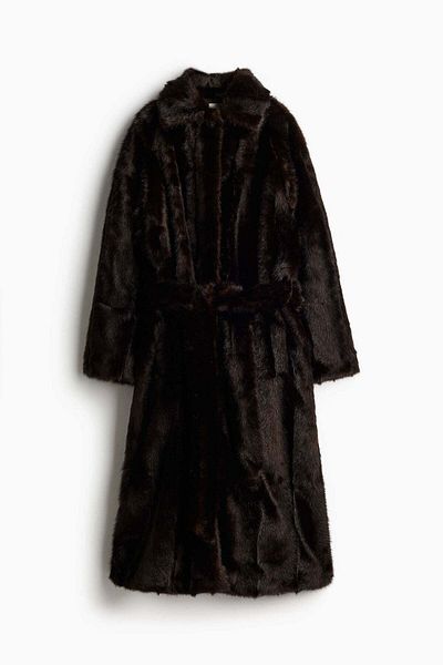 H&M Fluffy tie-belt coat