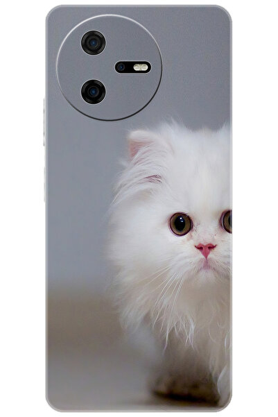 CASPER Via A40 Kılıf Desen Baskılı Silikon Beyaz Kedi STK:139 CP-TIrScZE