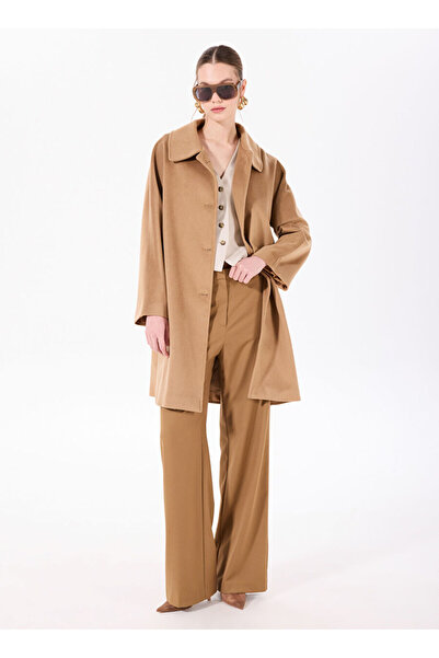 Selen Deve Tüyü Kadın Normal Düz Kaban 24KSL9424