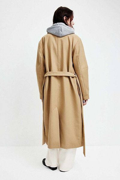 H&M Brushed-finish tie-belt coat