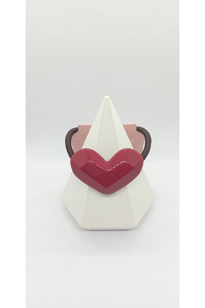 ndjewelry مشبك مطاطي على شكل قلب باللون العنابي