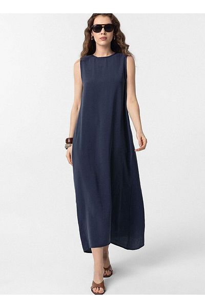 Antioch Navy Blue Modal Midi Women's Dress