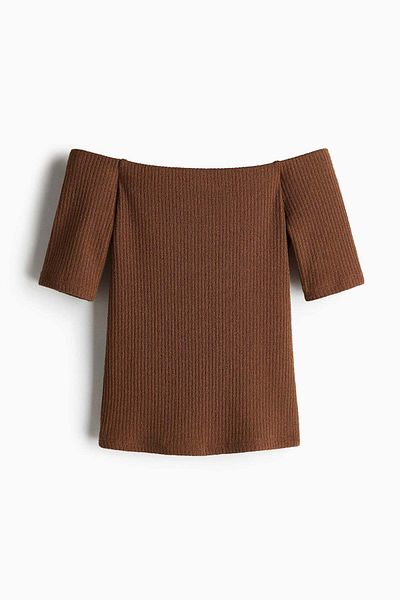 H&M Rib-knit off-the-shoulder top