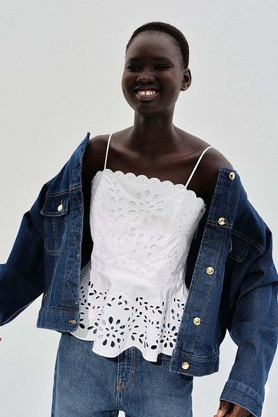 H&M Broderie Anglaise Tie-strap Top