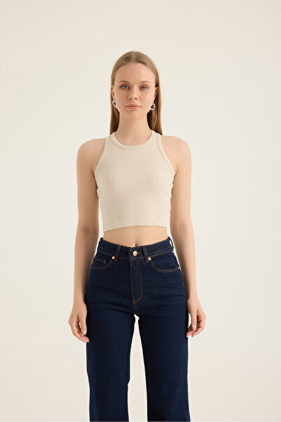 Sevilen Tekstil Top crop pentru atlet cu nervuri