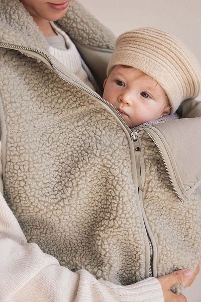 H&M MAMA Before & After Babywearing teddy gilet
