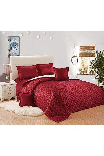 Generic طقم لحاف من 6 قطع لجميع المواسم، مقاس كينج 220×240 سم، طقم سرير مخملي