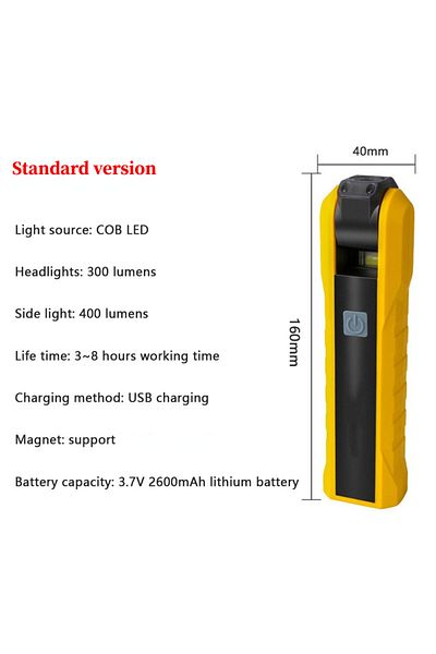 JONCELY Standard Version Multifunction Portable Cob Working Light Magnetic Flashlight Led Work Lamp With Mag