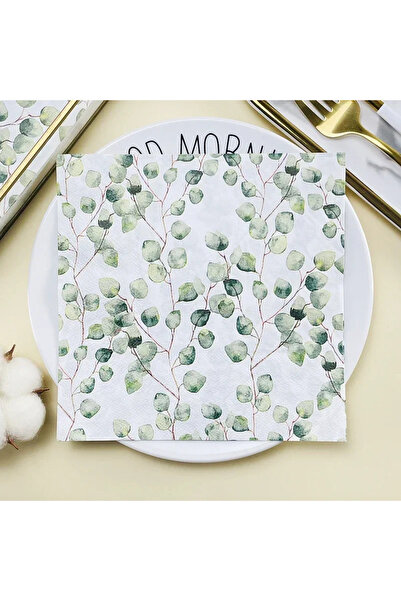 Choice 20 قطعة مناديل ورقية مطبوعة بأوراق الأوكالبتوس الغابوية، مناسبة لطاولا...