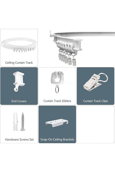 Choice تركيب سقف بطول 3 أمتار، مسار ستارة مرن قابل للانحناء، مثبت في السقف أو الحائط، فاصل غرفة منحني