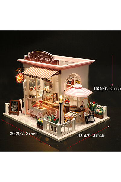 Choice C007 بدون غطاء بيت الدمية الخشبي مقهى القطط مجموعة منزل صغير DIY صنع غرفة ألعاب ديكور غرفة النوم المنزلية