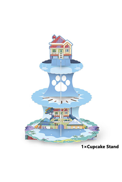Choice حامل كعكة عيد ميلاد أزرق لطيف على شكل كرتون، طاولة حلوى، برج كعكة ورقي...