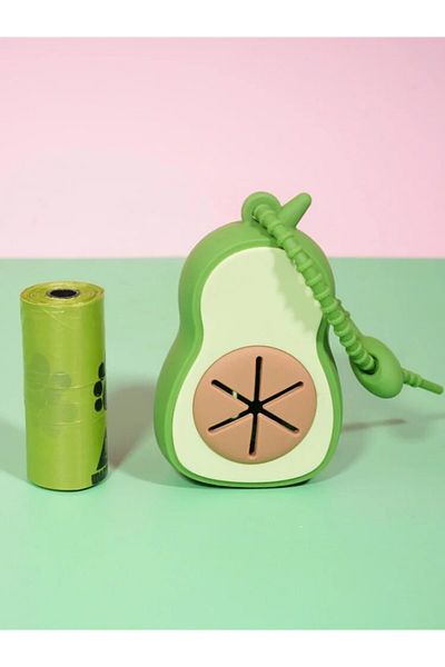 Choice green 9.5X6cm (1 Avocado+1 Roll of Garbage Bag) Cute Avocado Shaped Dog Waste Bag Dispenser Dog Poop