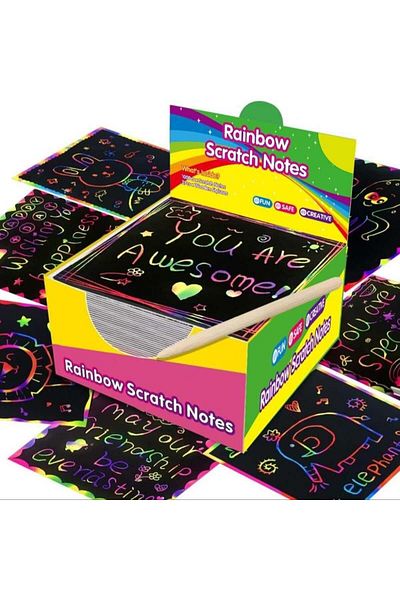 Choice 1pc Diy Rainbow Magic Scratch Paper Art Set (100 SHEETS) 100 Sheets Magic Scraping Painting Papers K