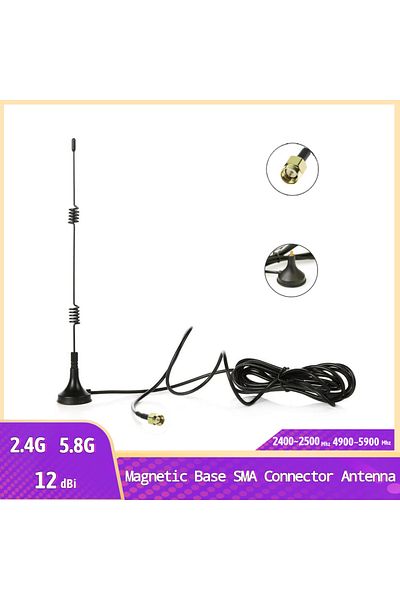 Oserjep هوائي خارجي بقاعدة مغناطيسية 12 ديسيبل مع قابس ذكر SMA لجهاز توجيه واي فاي 2.4G / 5G هوائي مودم 3 ...