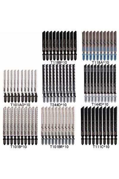 Choice 80 Pcs Multifunctional Cutting 80 Pcs Curve Saw Blade Set Assorted T-shank Replacement Blades For Wo