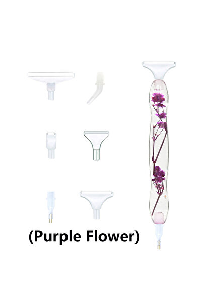Choice Purple Flower 5D Resin Diamond Painting Pen With 6pcs Plastic Replacem...