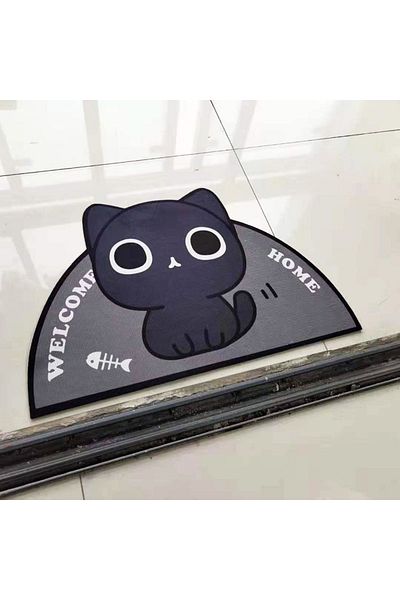 Choice 40cmx60cm Black cat Semicircular Cartoon Door Mat Welcome Entrance Rugs for Home Small Carpet for Be