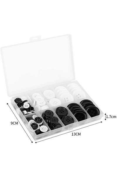 Choice 160pcs Garment Accessories 160pcs black and white suit button Round Plastic Resin Button 4 holes Cra
