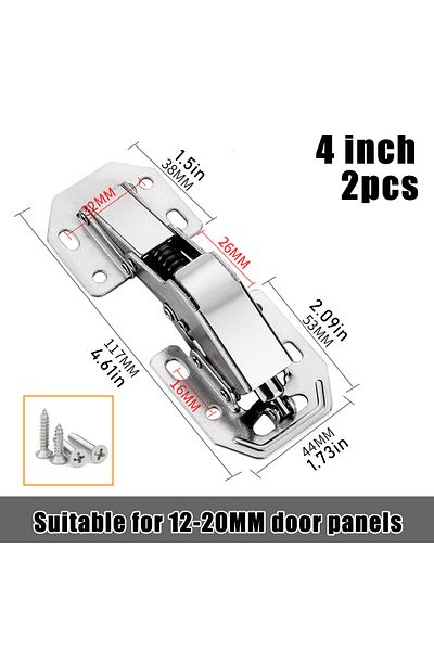 NIUXIANG 2pcs Cabinet Hinges,90 Degree Soft Close Surface Mount Spring Frameless Concealed Cabinet Door Hinge