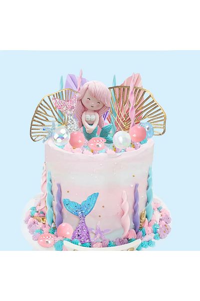 Choice 30pcs Mermaid Cake Topper Under The Sea Cake Toppers set with Little Mermaid Seaweed Bubble Golden L