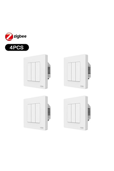 MOES مفتاح ستارة ذكي من MOES مزود بحلقة نجمة ZigBee باللون الأبيض، مكون من 4 ...