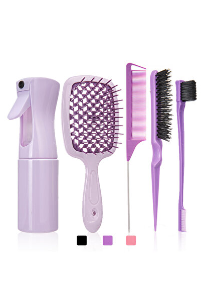 Choice مجموعة أرجوانية مكونة من 5/6 قطع من أمشاط فك تشابك الشعر، مجموعة أمشاط...