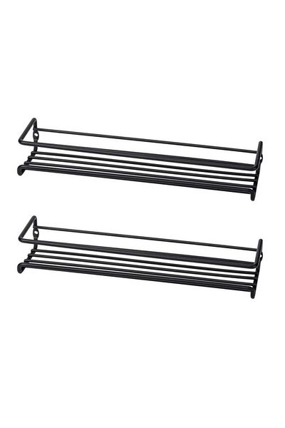 Choice 2pcs black 2PCS Wall Mount Spice Rack Metal Spice Storage Rack Spice Jar Rack Cabinet Shelf Seasonin