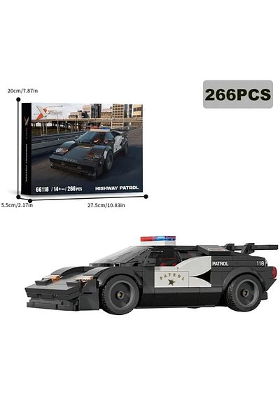 AMAZINGBLOKS With Box 266PCS City Patrol Police Car Building Blocks Car Vehicle Model Bricks Desktop Ornaments Ed
