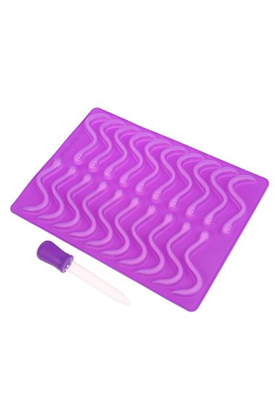 Choice Purple 20 Cavity Silicone Gummy Snake Worms Chocolate Mold Sugar Candy Jelly Molds Ice Tube Tray Mol