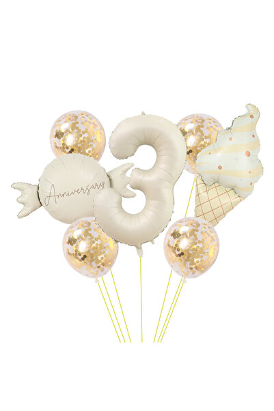 Choice مجموعة أخرى من 7 قطع B 3 بالونات من رقائق الآيس كريم مع بالون كونفيتي ...