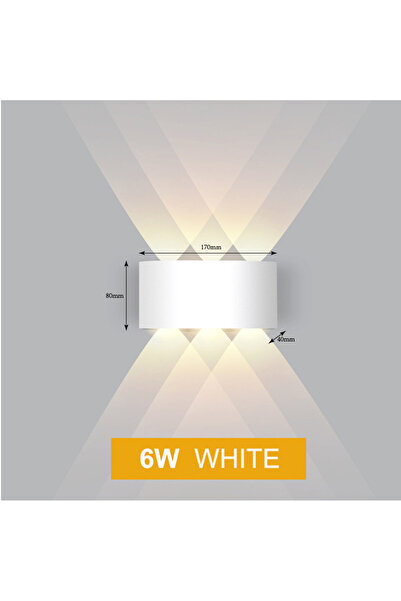 Choice مصباح حائط LED أبيض دافئ 3000 كلفن 6 وات من الألومنيوم بجسم أبيض IP65 ...