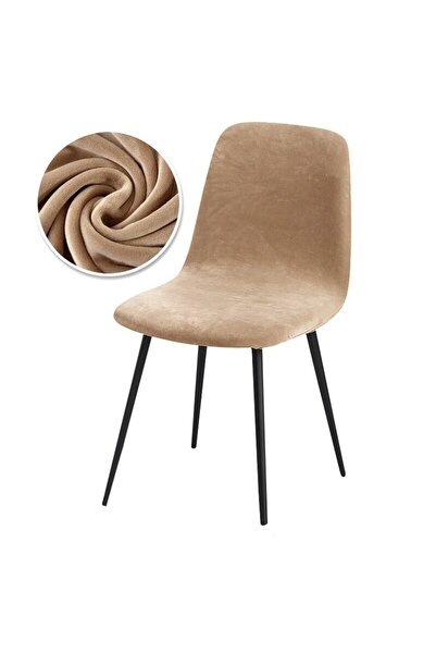 Choice غطاء كرسي مخملي قصير الظهر من كاميل - قطعة واحدة، أغطية مرنة قابلة للتمدد، غطاء مقعد كرسي لغرفة الطعام والبار