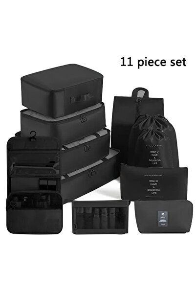 Choice مجموعة من 11 قطعة من حقائب السفر السوداء لتخزين الملابس وأدوات النظافة...
