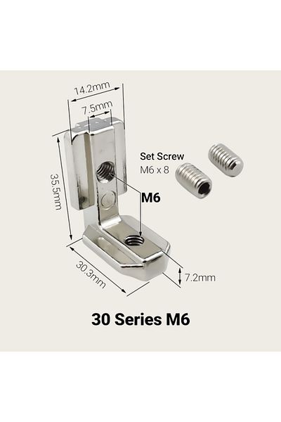 Choice 30-M6 Silver 10Pcs 2020 3030 4545 4040 Series Inside Hidden Bracket L Shape Interior Corner Connect