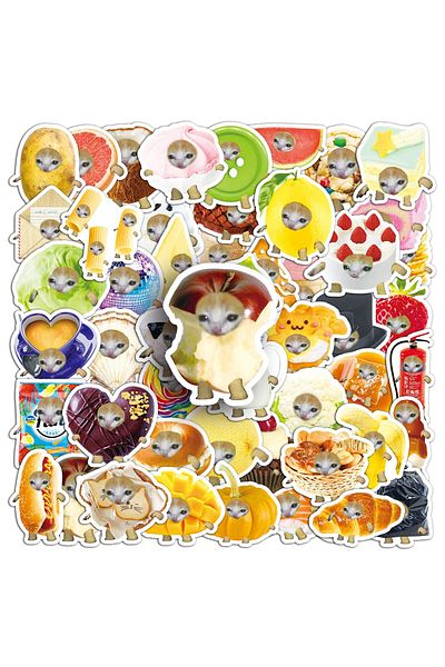 Choice 30PCS 10/30/50pcs Funny Food Cat Meme Waterproof Graffiti Stickers Aesthetic Decorative Decal Laptop