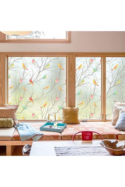 Choice 30x200cm Stained Glass Window Privacy Film Non-Adhesive Static Cling Sun Blocking Window Film Heat B