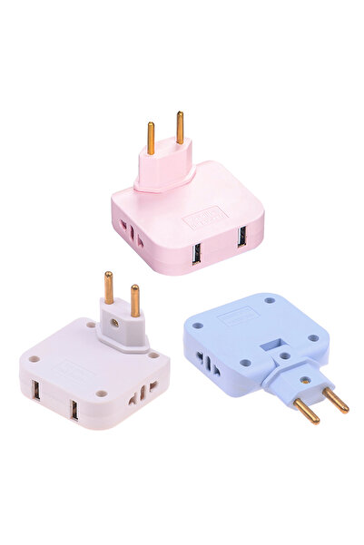 Choice محول كهربائي أبيض قابل للتعديل بمقبس تمديد الاتحاد الأوروبي مع USB لشحن الهاتف المحمول S