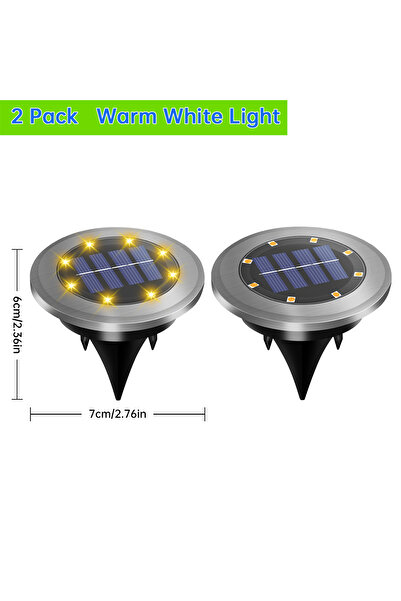 Choice قطعتان من مصابيح LED الأرضية الشمسية الدافئة باللون الأبيض، مصابيح LED مقاومة للماء للحدائق الشمسية، إضاءة خارجية ساطعة تحت الأرض