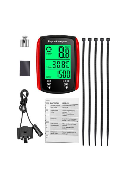Choice Black Red Bicycle Computer LED Digital Wired Cycling Computer Speedometer Touchscreen Bike Speed Odo