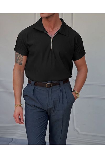 viperkombin Ανδρικό μπλουζάκι Polo Neck Wide Fit Stretchy Premium ύφασμα