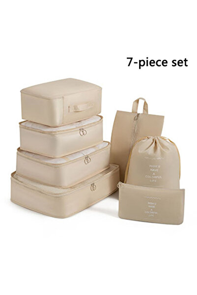 Choice مجموعة من 7 قطع بيج للسفر، حقائب تخزين، ملابس، أدوات نظافة رقمية، أحذي...