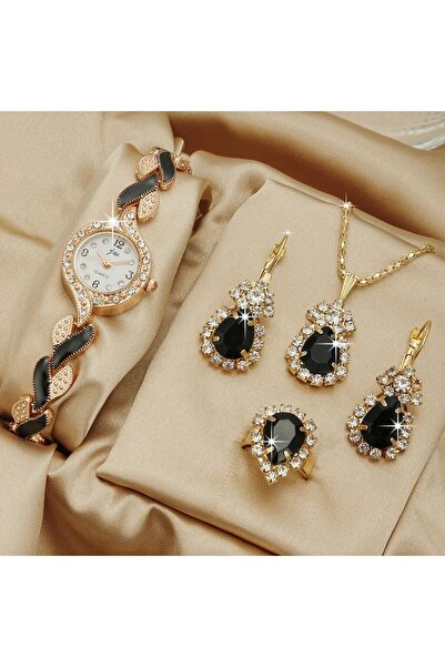 Choice black Women Watch Hand Jewelry Set Diamond Bracelet Watch + Water Drop...