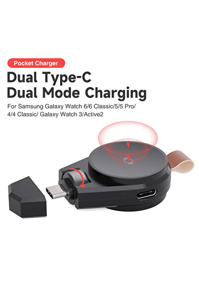 Choice شاحن لاسلكي مغناطيسي ثنائي المنافذ من النوع C، أسود اللون، لساعات Appl...