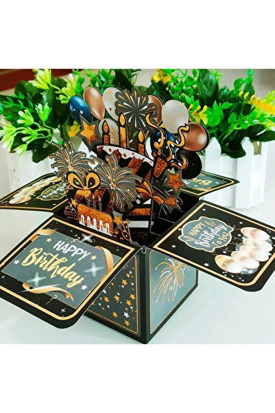 Choice بطاقة تهنئة عيد ميلاد سعيد سوداء ثلاثية الأبعاد منبثقة، بطاقات تهنئة ل...